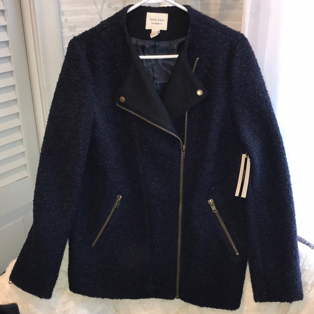 NWT Navy Blue Wool like Jacket